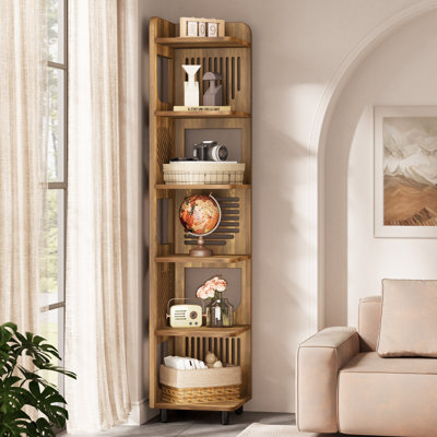 71.9'' H X 15.8'' W 6-Tier Tall Corner Bookshelf Bookcase