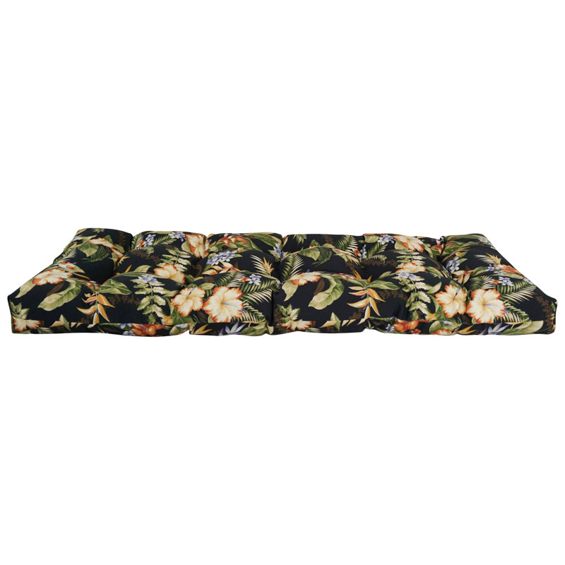 Coussin de causeuse d'extérieur touffeté à motif, L 46 po x P 19 po