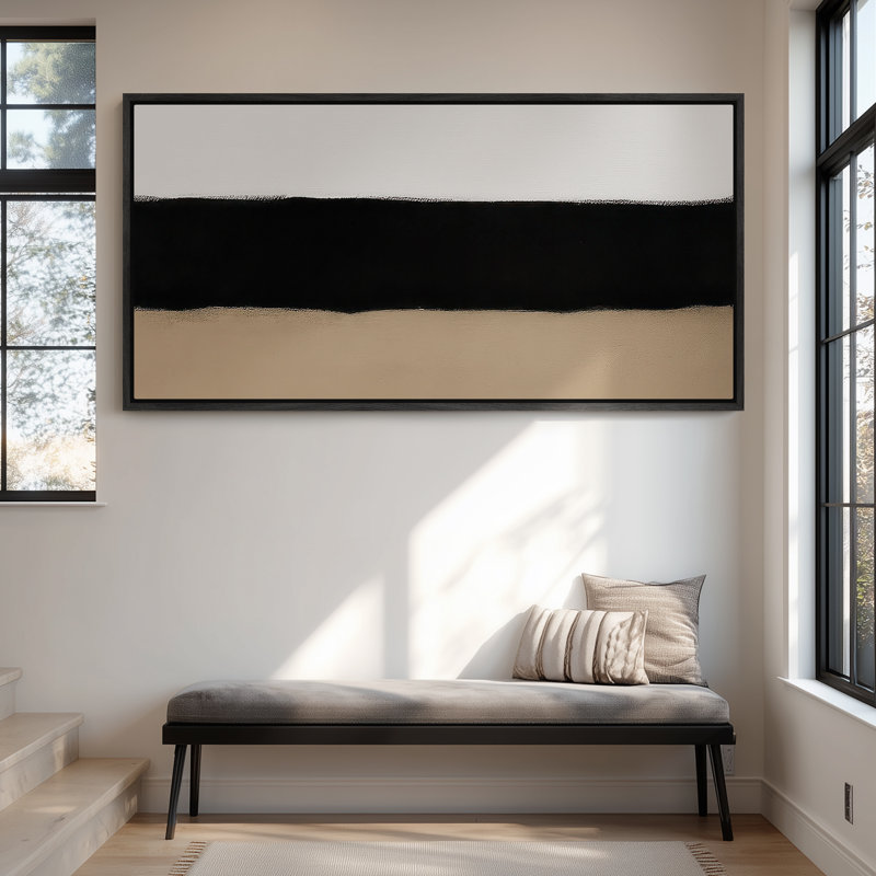 Très grand art mural rétro encadré pour art classique, Noir, H 30 po x l 60 po