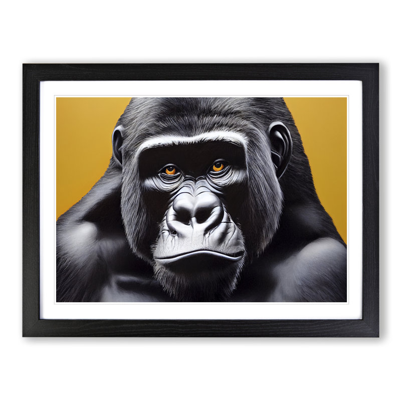 XH1022-6098X Modern Gorilla Vol.5 - Single Picture Frame Print, Black, 25cm H x 34cm W x 2cm D