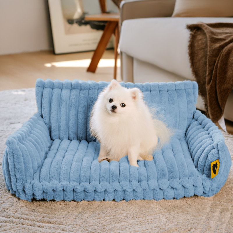  Canapé-lit lavable moelleux pour chien, bleu, taille L, Bleu