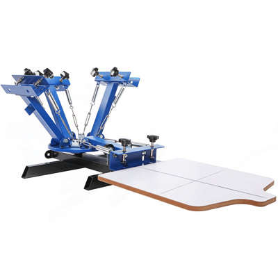 4 Color 1 Station Screen Printing Machine, 21.2X17.7In / 54X45cm Screen Printing Press 360° Rotable Silk, Double-Layer Positioning Pallet For T-Shirt DIY Printing