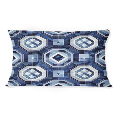 Coussin bleu et blanc octogonal moderne