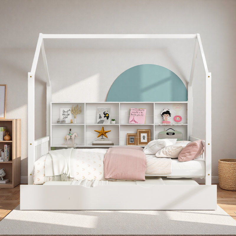 Lit maison avec bibliothèque et lit gigogne, Complète