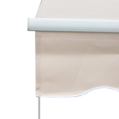 Auvent de terrasse beige escamotable 8 pi x 7 pi - Pare-soleil manuel pour terrasse, réglable pour repousser la lumière du soleil et atténuer la chaleur de l'auvent, réglable pour réduire le rayonnement