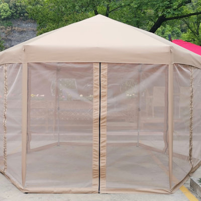 Pop-Up Gazebo Tent Outdoor Canopy Hexagonal Canopies Gazebos & Pergolas 6 Sided For Patio Garden Backyard Sun Shelter BBQ Garden Events With Strong Steel Frame Storage Bag (Canopy)