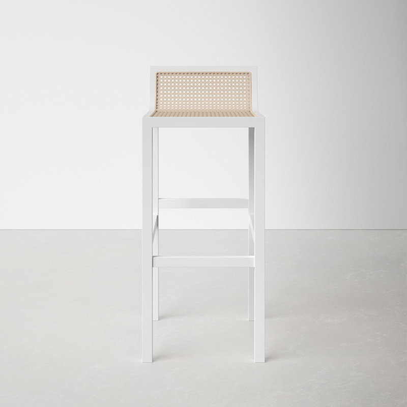 McCarthy Solid Wood Counter Stool, White/Natural, Counter Stool(25.59” Seat Height)