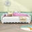 Twin Modern Upholstered LED Daybed with Crown Headboard and Extendable Frame-2090274167