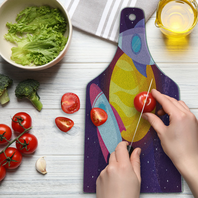 Multicolore planche à découper en verre trempé Ambesonne