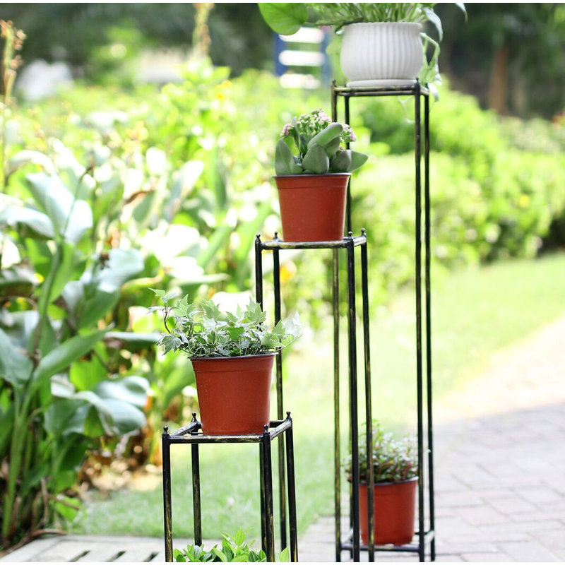 Ensemble de support à plante en fonte gris stone