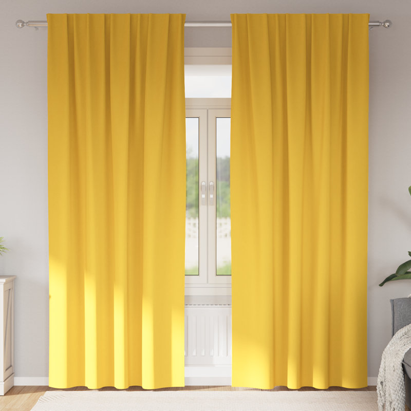 Curtains With Curtains 2 Pcs Polyester, 140cm Width x 225cm Drop, Mustard Yellow