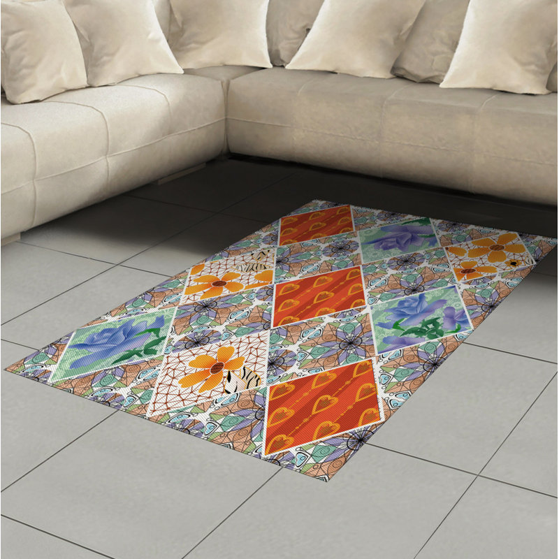 Floral High Density Long Fiber Poly Threads Decorative Area Rug Carpet, Rectangle 4' x 5'8"