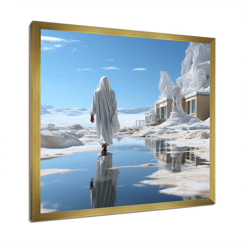 Désert de pèlerinage, "Hajj", sur toile, Cadre doré simple, H 30 po x l 30 po x P 1 po