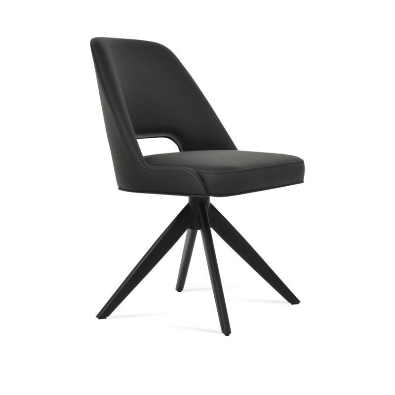 Marash Sword Swivel Side Chair, Black, Black
