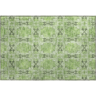 Premium Machine Washable Cerrito AMF564 Green Rug