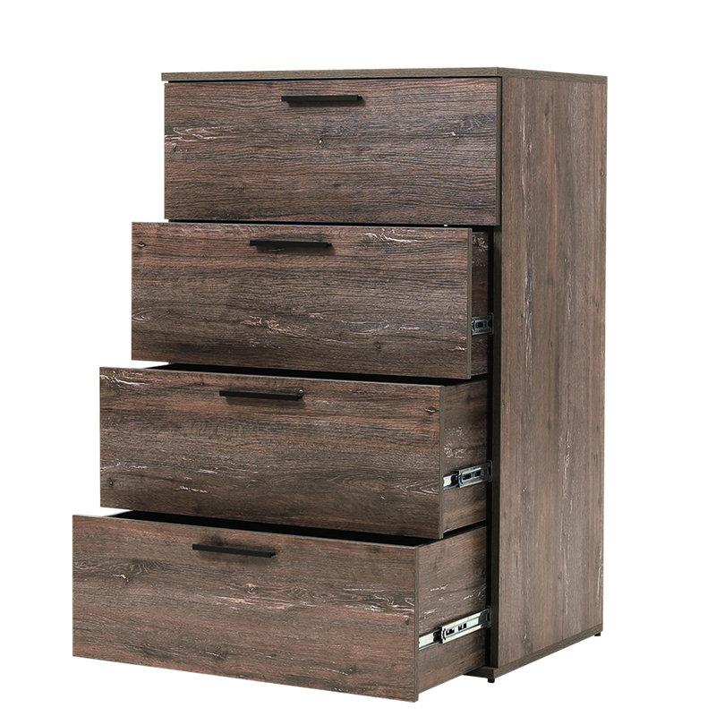 La commode spacieuse à 4 tiroirs gris rustique offre une solution de rangement pratique