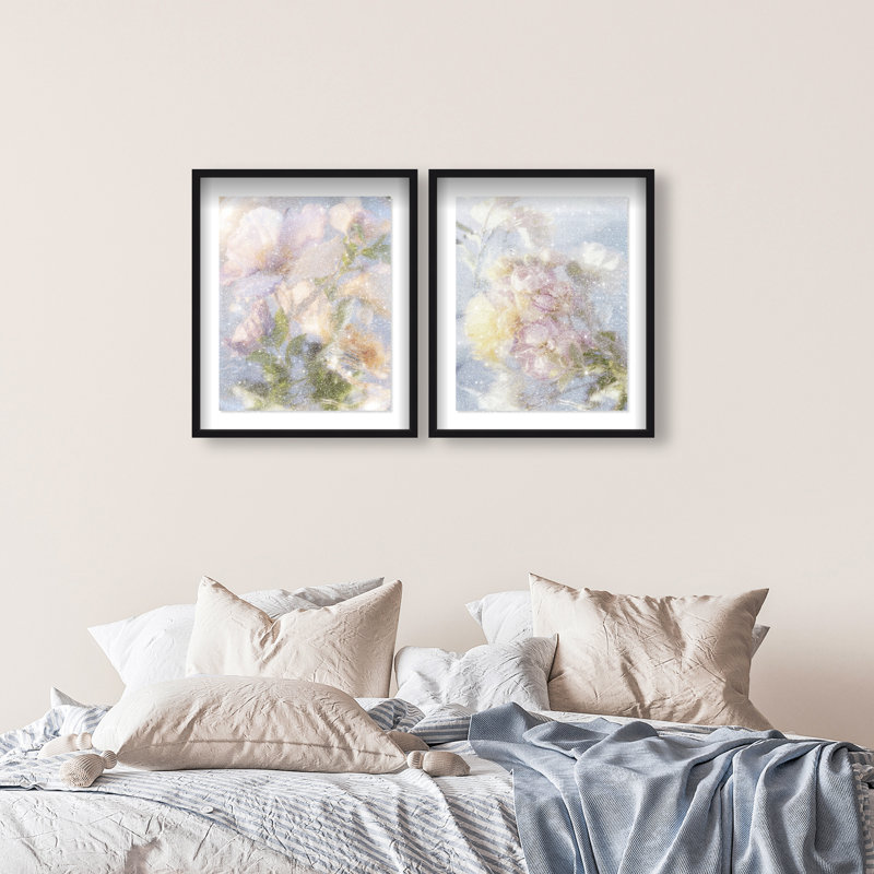 Floral Haze Set Shadowbox Floral & Botanical Print by Oliver Gal, Black Frame, 16 x 20, 25.5"H x 31.5"W, Black Shadowbox