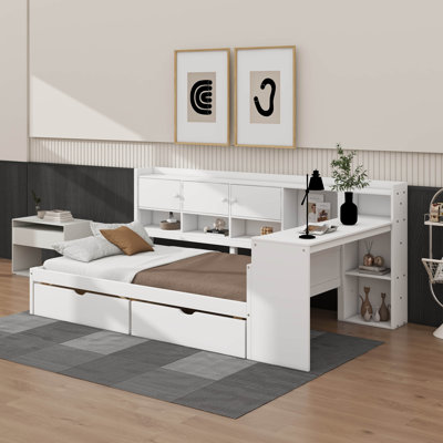 Lit de jour simple avec armoires et tiroirs