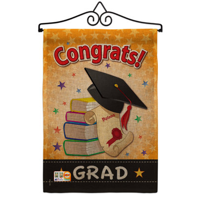 Congrats grade en toile jute occasions spéciales scolaire et scolaire 2 côtés en toile jute 19 x 13 po drapeau de jardin