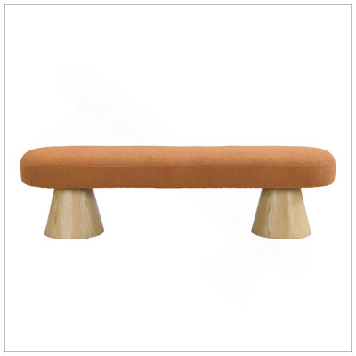 Dining Bench For Dining Room, Upholstered Bedroom End Of Bed Entryway Bench, Boucle Ottoman For Living Room, Stool Top Wood Leg