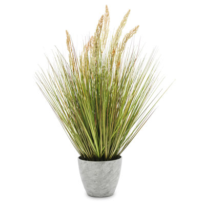 76cm Faux Evergreen Grass in Stone Pot