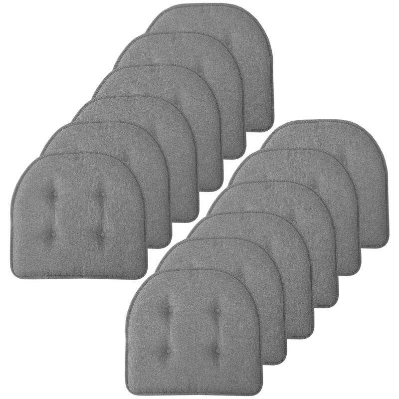 Solid U-Shaped Non-Slip Indoor Chair Cushion, Gray, 12