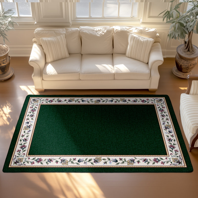 Tapis floral Alminus Symphony Emerald, Rectangle 7 pi 8 po x 10 pi 9 po