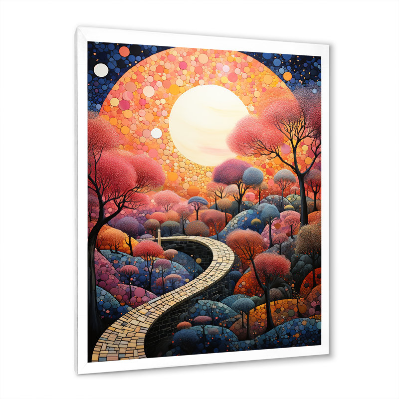 «Dangirutis River Whimsical Thorugh Forest Landscape V», reproduction sur toile, Cadre photo blanc, H 32 po x l 24 po