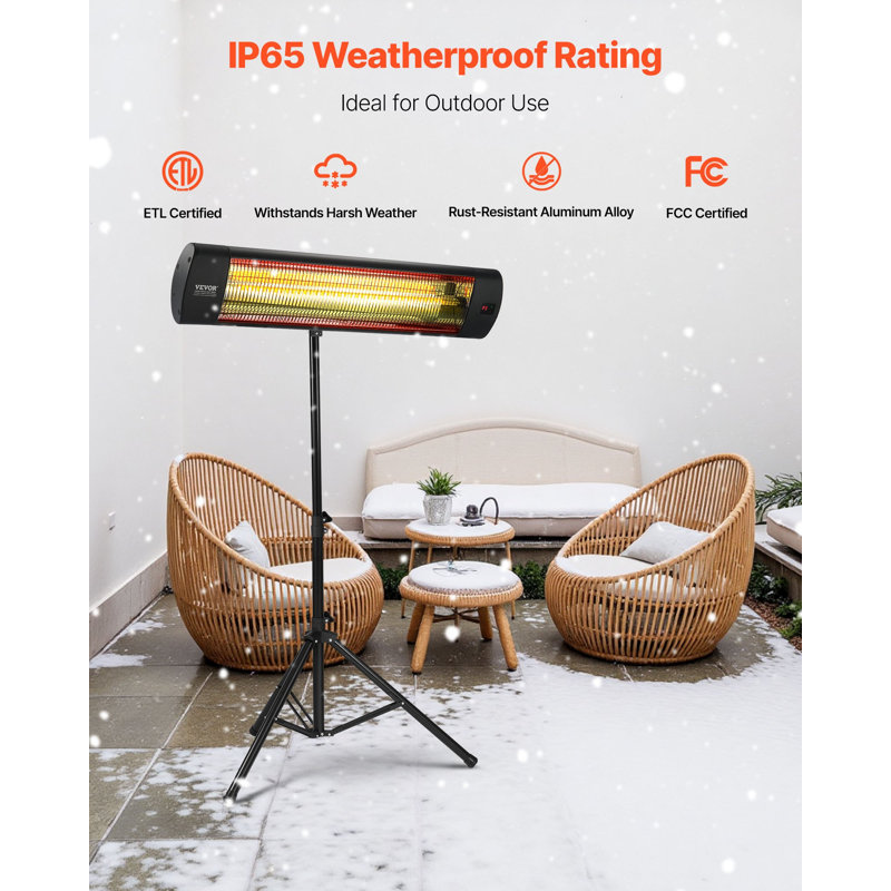 Infrared Heater, 1500W Electric Space Heater With Remote Control, LED Screen W/ 3 Speeds And Timer, Outdoor/Outdoor For Patio,Porch,Dining Room,Studio