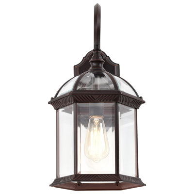 Salton Outdoor Aluminum Wall Lantern Light with Clear Beveled Glass