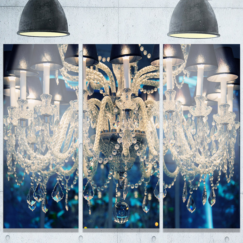 « blue rétro crystal lustre », image multi-pièces sur métal