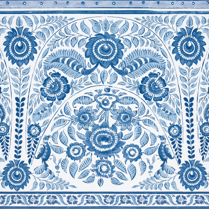 Schumacher x Mark D. Sikes Montecito Panel Set Wallpaper, Indigo