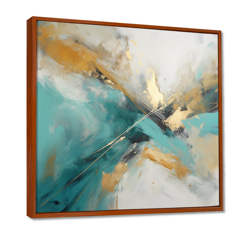 Sudden Awakening Paradise Ocean - art mural abstrait, H 36 po x l 36 po, Cadre flottant brun