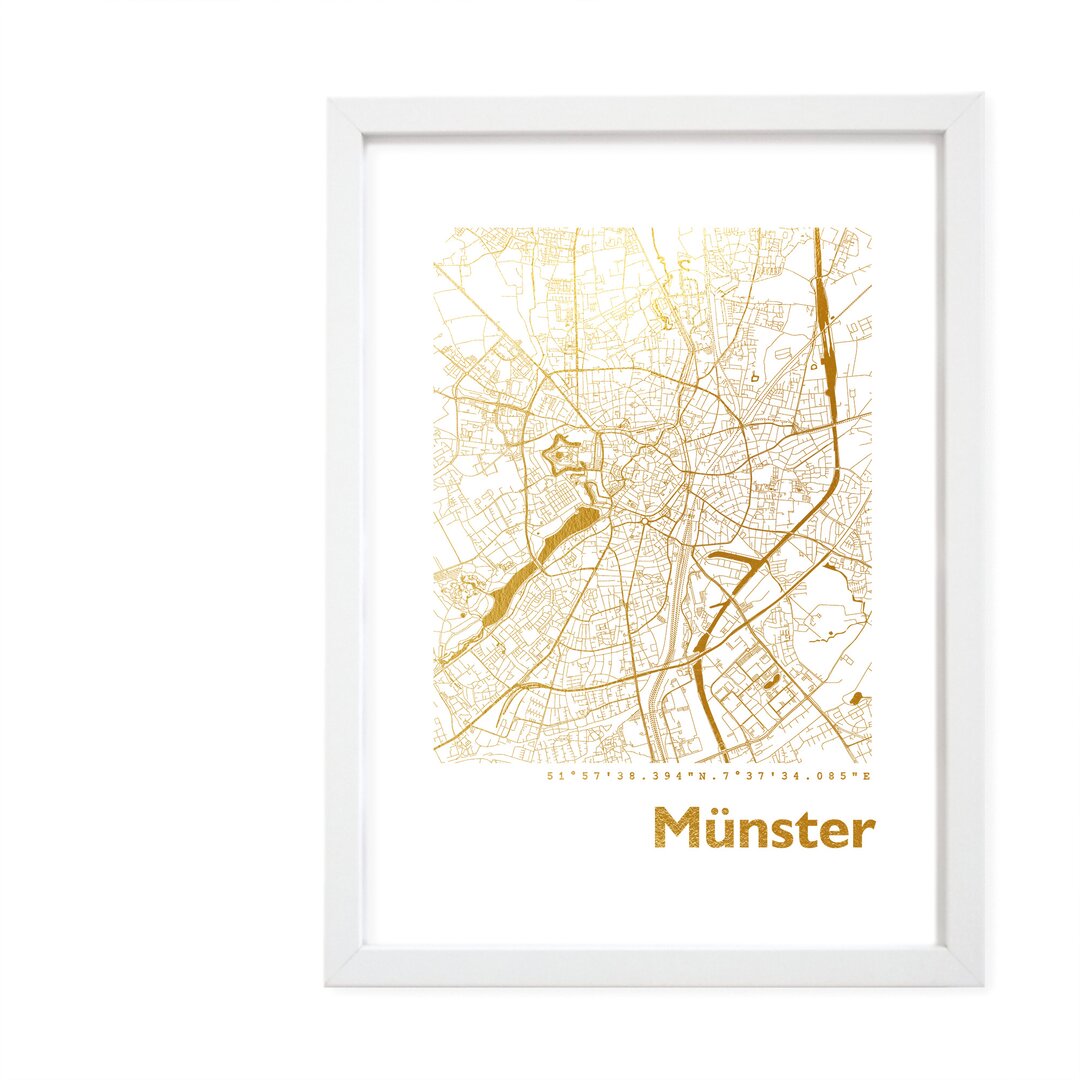 Gerahmtes Papierbild - Grafikdruck „Münster Map”