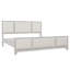 Structure de lit avec tête de lit tapissier en bois massif et tissu beige, sans sommier tapissier, style campagne moderne-133238210
