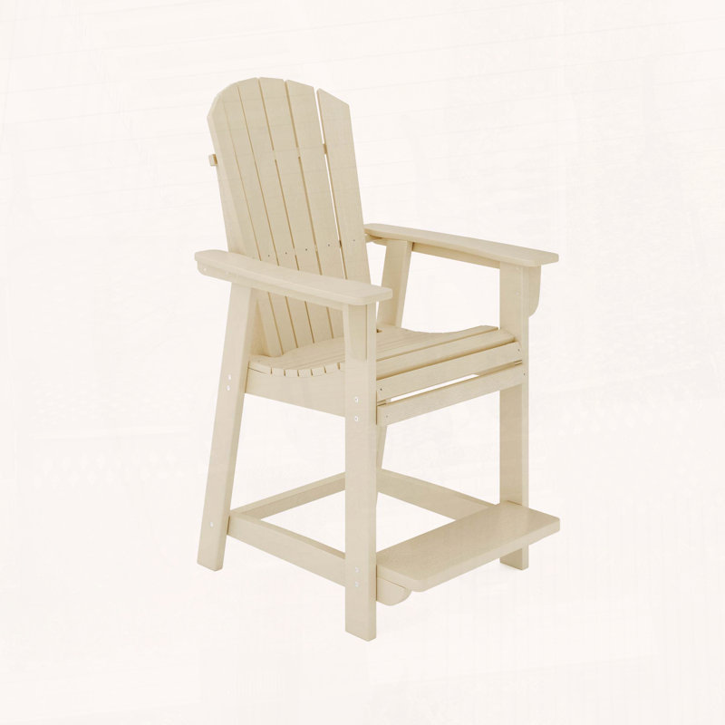 Chaise de comptoir en PEHD de style Adirondack au design ergonomique, Beige