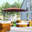 Parasol de patio en porte-à-faux inclinable 10 'avec matériau résistant aux UV et à l'eau et support robuste, brun (parasol de patio)