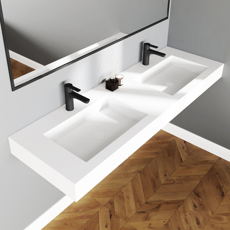 FRALIMK 18.9'' Solid Surface Rectangular Bathroom Sink