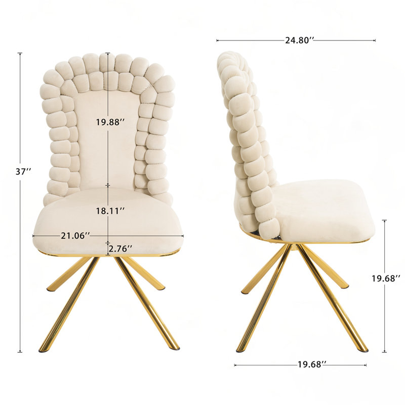 Ensemble de 2 chaises de salle à manger, Beige
