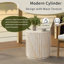 Table d'appoint d'extérieur COSIEST, table de bout de patio en forme de cylindre MgO, table d'appoint légère avec motif ondulé, support de plante rond pour jardin et balcon