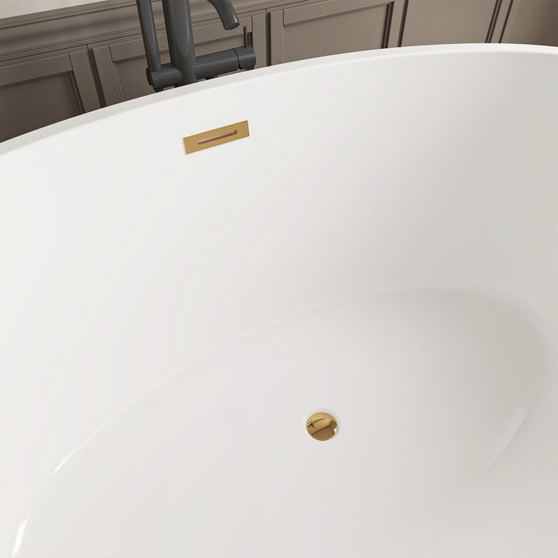Baignoire autoportante en acrylique, Blanc / or titane, H 22,8 po x l 31,9 po x L 55,1 po