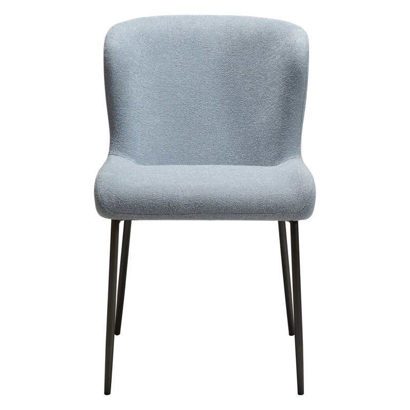 Glam Dining Chair, Blue Fog, Antique Pewter