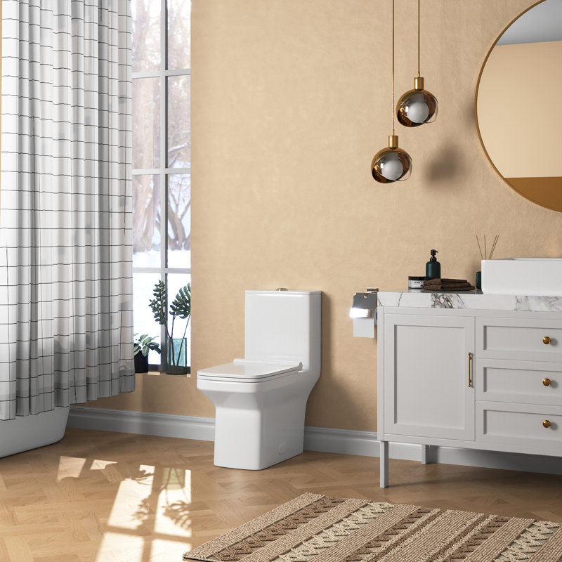 Ace One-Piece Square Toilet Dual-Flush 1.1/1.6 GPF 12" Rough in Floor Mounted with White Glazed Surface (Seat Included)