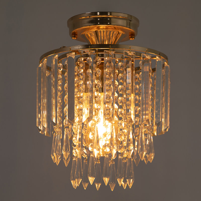 Plafonnier semi-encastré en cristal Hellmut, Or brossé