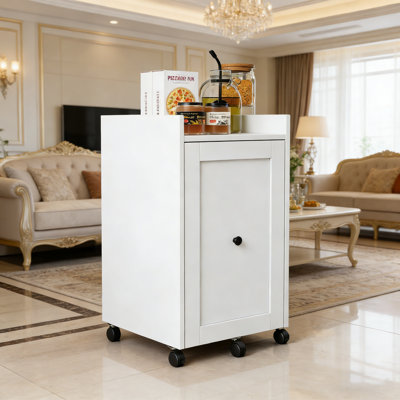 Sliding Out Snack Cabinet With Multi-Layer Soda Can Organizer, Mobile Storage Rack With Wheels For Pantry And Home