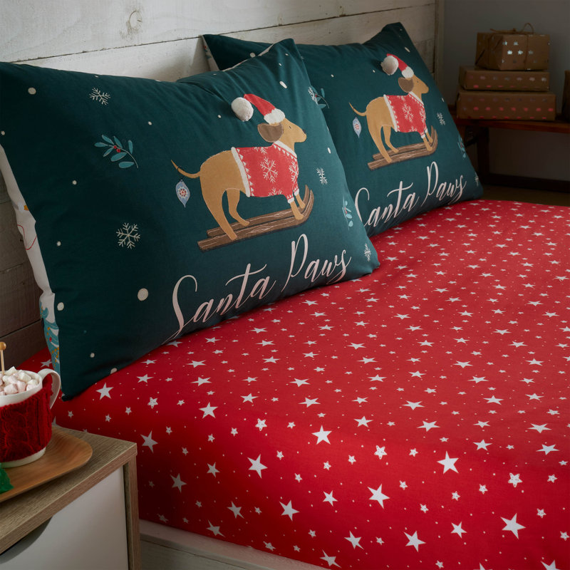 Christmas Stars Fitted Sheet, UK Toddler - DE 70 x 140 cm