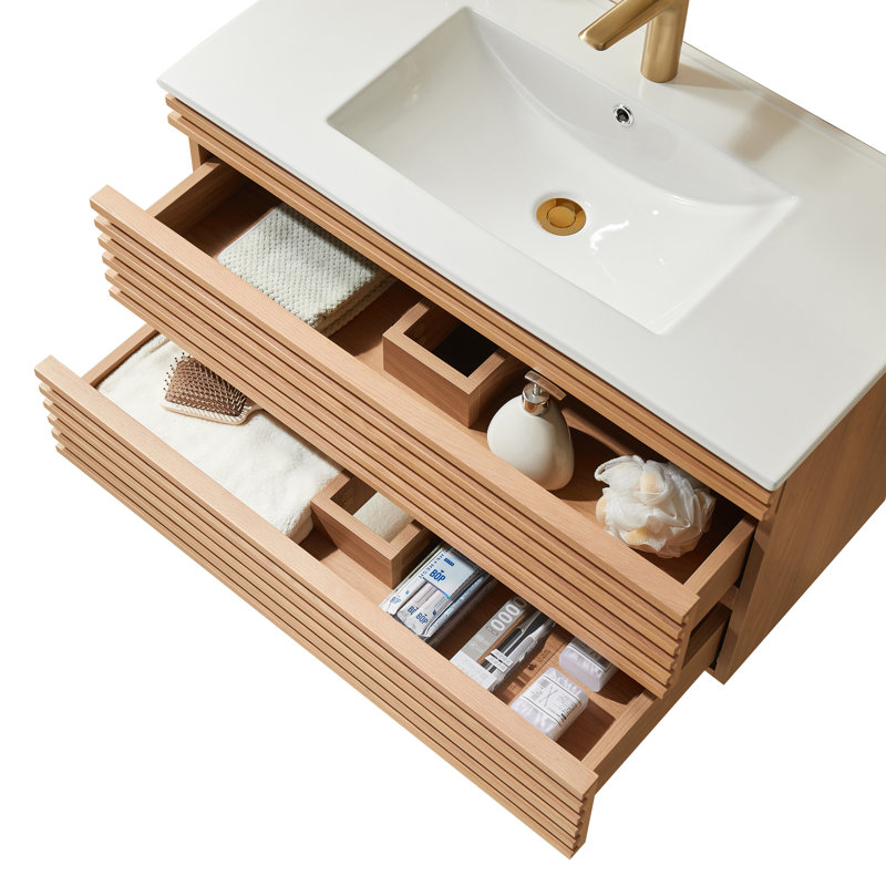 Meuble-lavabo mural simple 36 po avec lavabo en céramique