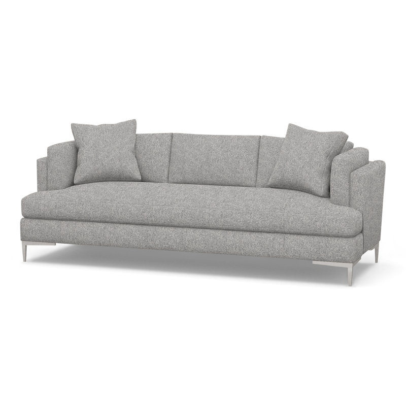Aiden Upholstered 90.5'' Sofa, Polished Stainless, Perigold Aspen Flannel Light Gray