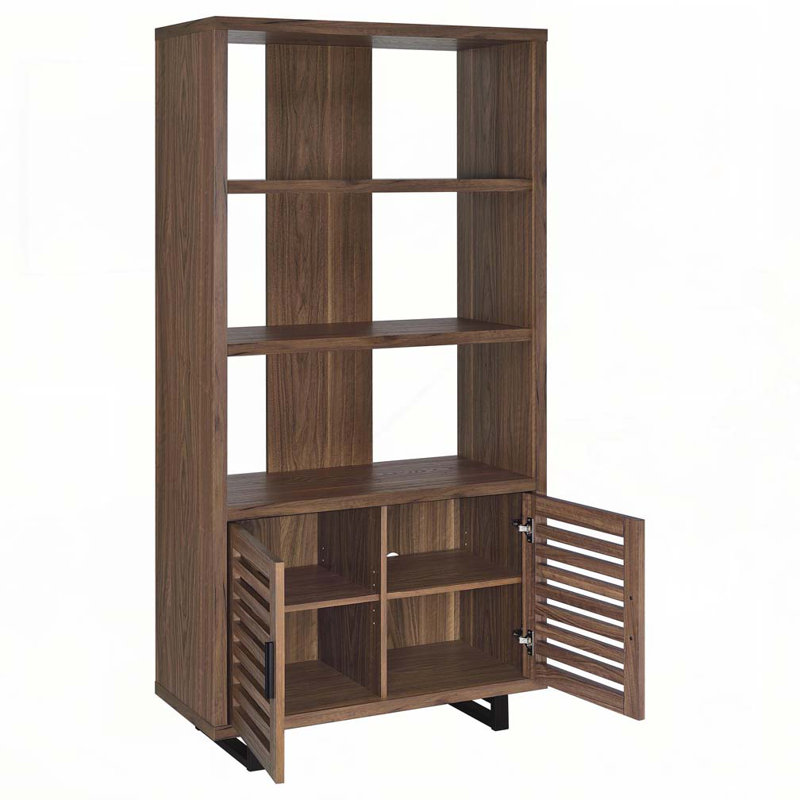 3-Shelf Open Bookcase with Doors