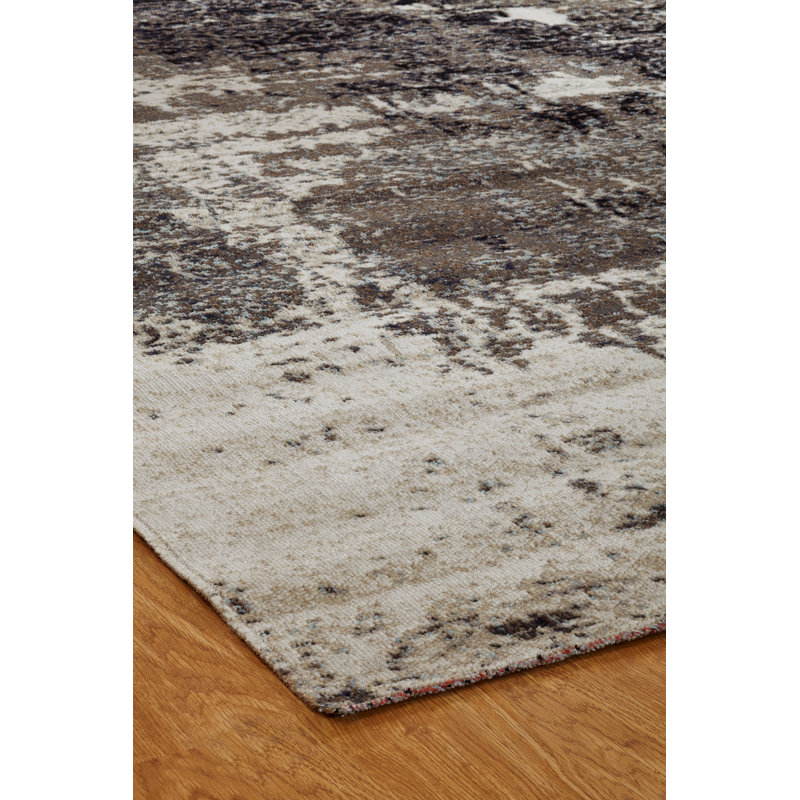 Earth Area Rug in Navy Blue/Charcoal/Ivory, Rectangle 9'3" x 13'
